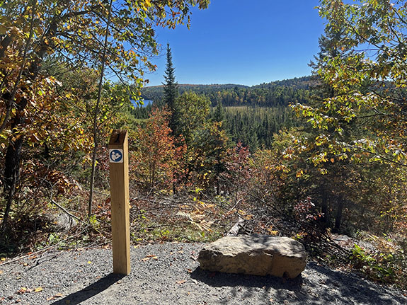 At post 1 along the Fork Lake Trail in Algonquin Park on September 28, 2025 (click to enlarge). At post 1 along the Fork Lake Trail in Algonquin Park on September 28, 2025 (click to enlarge).