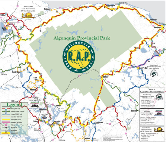 Round Algonquin Park (RAP) Snowmobile Map