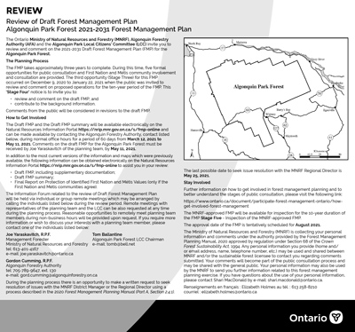 Algonquin Park Forest 2021-2031 Draft Forest Management Plan Review