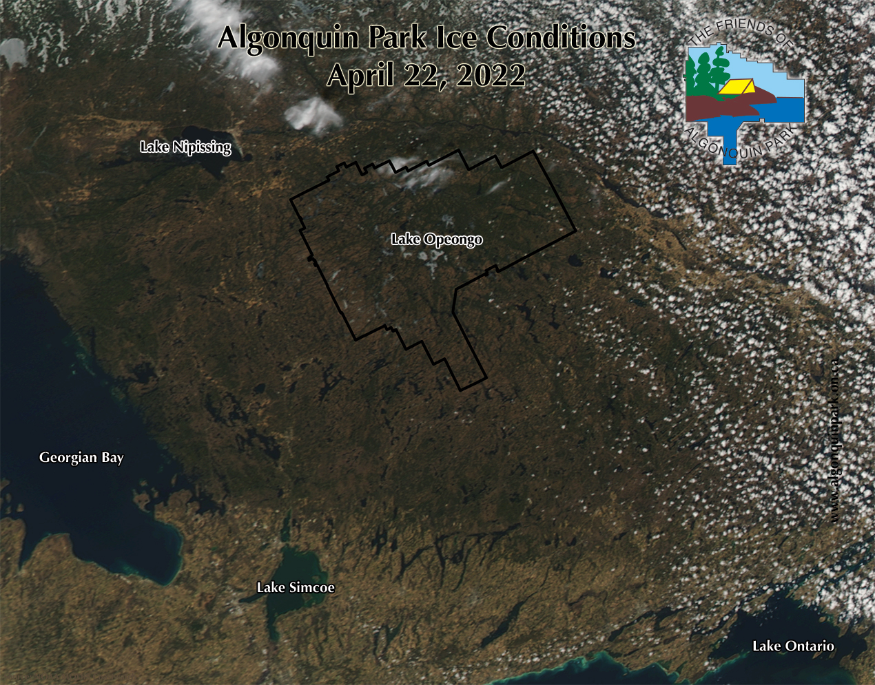 Satellite Image of  Algonquin Park on April 22, 2022