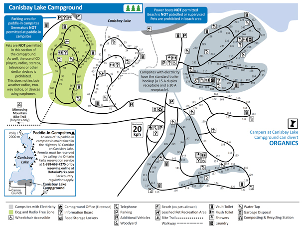 Canisbay Lake Campground Map in Algonquin Park